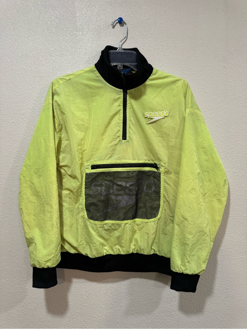 Speedo Neon Yellow Half-Zip Pullover Jacket 80s inspired